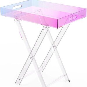 Iridescent Acrylic Table, Folding Tray side Table